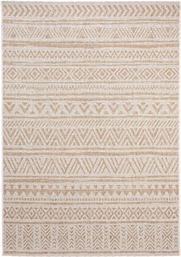 benuta Nest Teppich Cleo - Kunstfaser - Outdoor geeignet - Rechteckig & im Style: Zickzack, Boho-Style - Pflegeleicht für Wohnzimmer Schlafzimmer | Cream/Beige | 80x150 cm von benuta