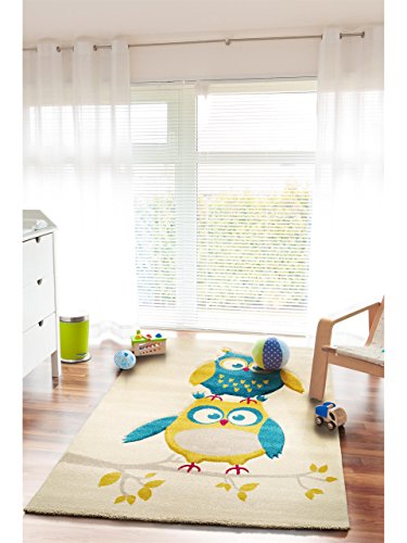 benuta Kinderteppich Freche Eule Blau 120x170 cm | Teppich für Spiel- und Kinderzimmer von benuta