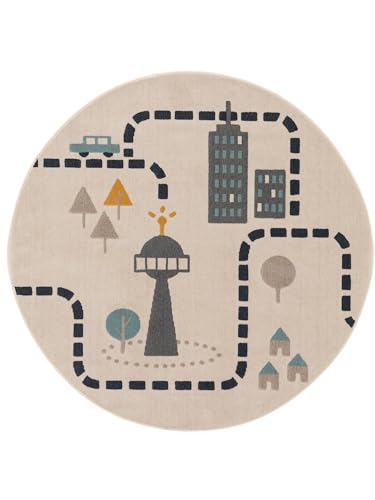 LYTTE Kinderteppich Juno - Kunstfaser - Rund - Pflegeleicht für Kinderzimmer | Beige | ø 120 cm rund von benuta