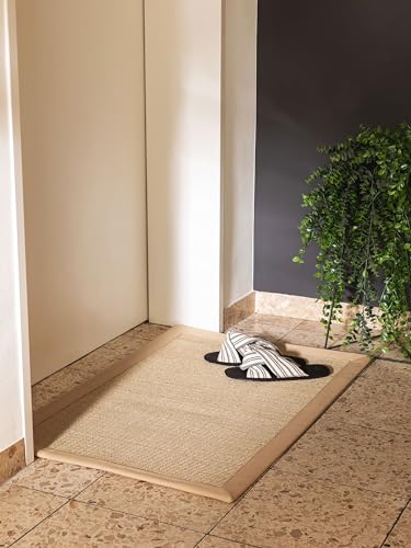 benuta Nest Fußmatte Sana - 100% Sisal - Rechteckig & im Style: Bordüre, Uni, Natural Living - Pflegeleicht für Wohnzimmer Schlafzimmer Flur Terrasse Balkon, Cream, 60x90 cm von benuta