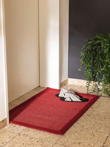 benuta Nest Fußmatte Sana - 100% Sisal - Rechteckig & im Style: Bordüre, Uni, Natural Living - Pflegeleicht für Wohnzimmer Schlafzimmer Flur Terrasse Balkon, Rot, 60x90 cm von benuta