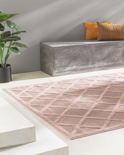 benuta Nest Teppich Bonte - Rosa 240x340 cm - Kunstfaser - Outdoor geeignet - Rechteckig - Pflegeleicht für Esszimmer Küche Outdoor/Terrasse von benuta