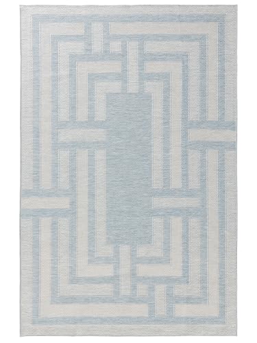 benuta Nest Teppich Bronco - Blau 160x230 cm - Kunstfaser - Outdoor geeignet - Rechteckig & im Style: Geometrisch, Minimalistisch - Pflegeleicht für Wohnzimmer Schlafzimmer von benuta