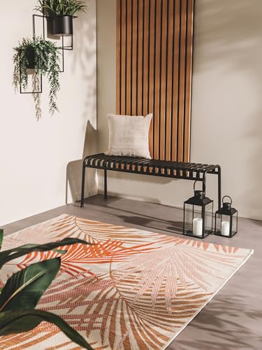 benuta Nest Teppich Cleo - Orange 80x150 cm - Kunstfaser - Outdoor geeignet - Rechteckig & im Style: Botanicals & Florals - Pflegeleicht für Wohnzimmer Schlafzimmer von benuta