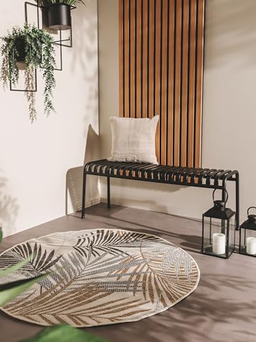 benuta Nest Teppich Cleo - Schwarz 150 cm Rund - Kunstfaser - Outdoor geeignet - Rund & im Style: Botanicals & Florals - Pflegeleicht für Wohnzimmer Schlafzimmer benuta Nest Teppich Cleo - Schwarz 150 cm Rund - Kunstfaser - Outdoor geeignet - Rund & im Style: Botanicals & Florals - Pflegeleicht für Wohnzimmer Schlafzimmer von benuta