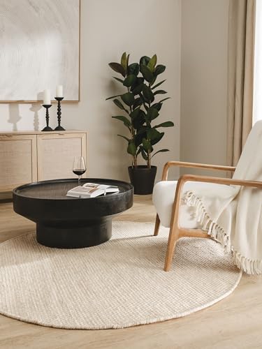 benuta Pure Wollteppich Rocco - Creme 100 cm Rund - Handgewebt - Im Style: Wolle, Uni, Boho, Hygge & Cozy, Minimalistisch - Pflegeleicht für Wohnzimmer Schlafzimmer benuta Pure Wollteppich Rocco - Creme 100 cm Rund - Handgewebt - Im Style: Wolle, Uni, Boho, Hygge & Cozy, Minimalistisch - Pflegeleicht für Wohnzimmer Schlafzimmer von benuta