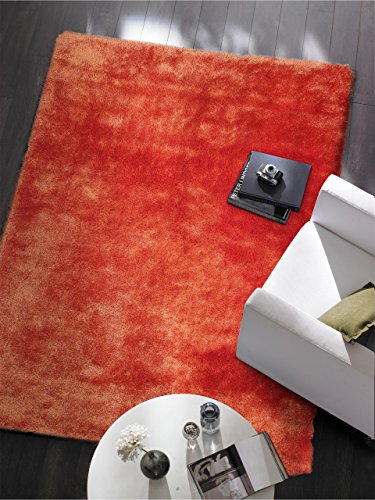 benuta Shaggy Hochflor Whisper Orange 150x150 cm | Langflor Schlafzimmer und Wohnzimmer Teppich, Kunstfaser von benuta