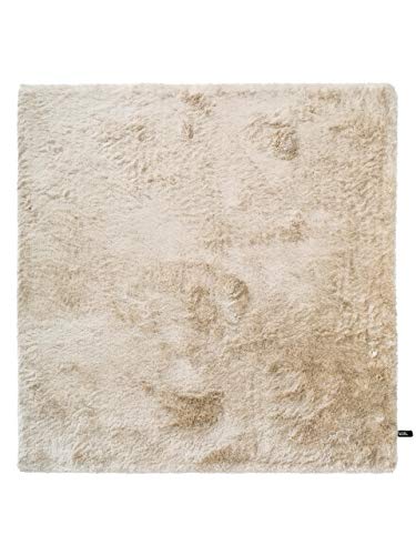 benuta Nest Hochflorteppich Whisper - Kunstfaser - Quadratisch & im Style: Uni, Elegant - Pflegeleicht für Wohnzimmer Schlafzimmer, Beige, 200x200 cm von benuta