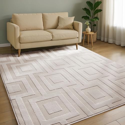 benuta Basic Teppich Claire - Creme 160x230 cm - Minimalistischer Wohnzimmerteppich im Geometrischen Retro-Stil - Pflegeleicht - Fußbodenheizung Geeignet benuta Basic Teppich Claire - Creme 160x230 cm - Minimalistischer Wohnzimmerteppich im Geometrischen Retro-Stil - Pflegeleicht - Fußbodenheizung Geeignet von benuta