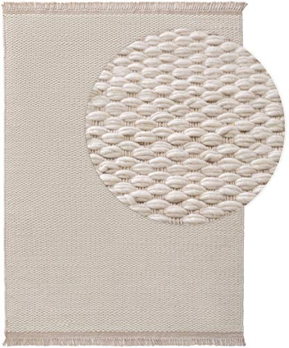 benuta Pure Wollteppich Lana - Wolle handgewebt - Rechteckig & im Style: Uni, Hygge & Cozy, Minimalistisch, Natural - Pflegeleicht für Wohnzimmer Schlafzimmer | Cream | 120x170 cm von benuta