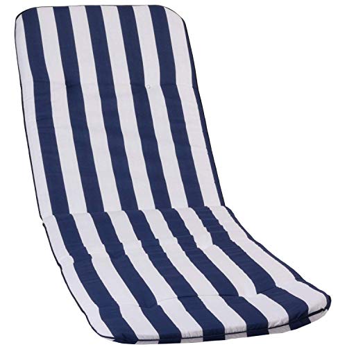 Beo Sonnenliege Auflage Waschbar Capri | Made in EU nach Öko-Tex Standard | Atmungsaktive Auflage Gartenliege mit Gummi-Halteband | UV-beständige Liegestuhl Auflage mit Streifen in Blau-Weiß von Beo
