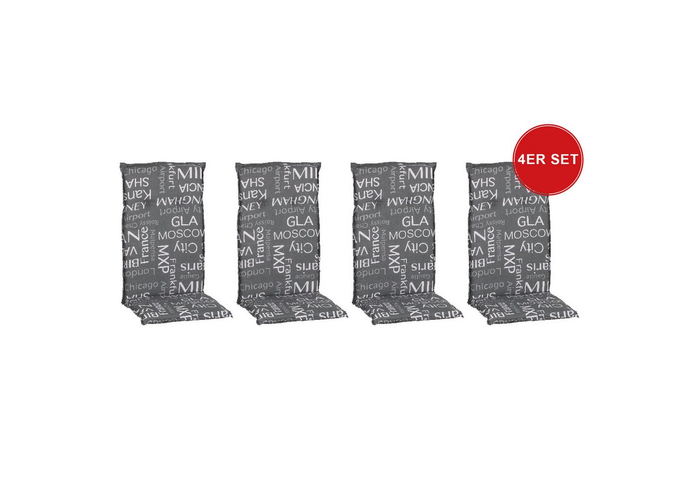 beo Polsterauflage Saumauflage Hochlehner Barcelona im Set, (Set), Gartenstuhlauflage, Sitzauflage, Sitzkissen Outdoor, 118x50x6 cm von beo