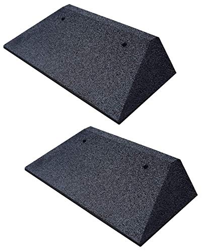 Bordsteinkanten-Rampe-Set (2 Stück), LxBxH: 50 x 25 x 10 cm aus Gummi (schwarz) Auffahrrampe,Türschwellenrampe, mit eingelagerten Unterlegscheiben zur Befestigung von bepco