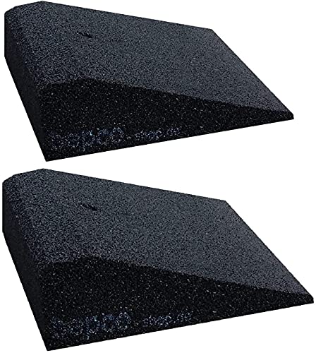 bepco Fahrrad- und Scooter-Rampe-Set (2 Stück), LxBxH: 25 x 25 x 10 cm aus Gummi (schwarz) Auffahrrampe,Türschwellenrampe, mit eingelagerten Unterlegscheiben zur Befestigung von bepco
