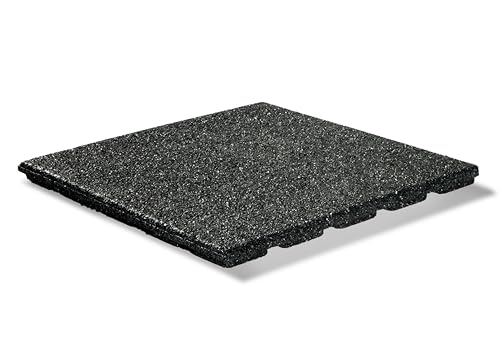 bepco - 4 Stück Universal Gummifliese 40 x 40 x 2,5 cm, für Terrassen, Gehwege und Polsterunterlage sowie als Fallschutzmatte, Fallschutzplatte, Antirutschmatte aus recyceltem Gummi. (Schwarz) von bepco