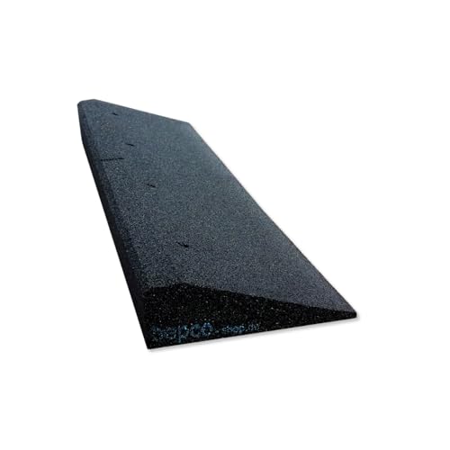 bepco Bordsteinkanten-Rampe, LxBxH: 100 x 25 x 8 cm aus Gummi (schwarz) Auffahrrampe,Türschwellenrampe, mit eingelagerten Unterlegscheiben zur Befestigung von bepco