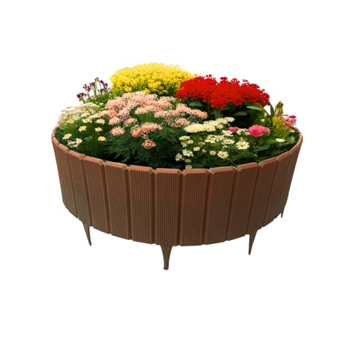 bepco Palisade – Beeteinfassung 2er Set (LxH: 100 x 17cm, Braun) – Flexible & stabile Beetbegrenzung, 100% recycelter Kunststoff, mit integrierten Erdanker, für Garten & Beete von bepco