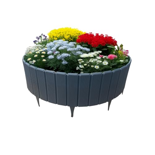 bepco Palisade – Beeteinfassung 5er Set (LxH: 500 x 17cm, Graphit) – Flexible & stabile Beetbegrenzung, 100% recycelter Kunststoff, mit integrierten Erdanker, für Garten & Beete von bepco