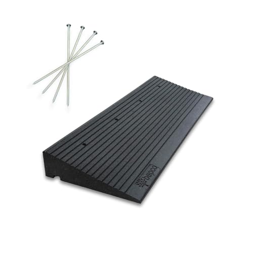 bepco Premium Schwellenrampe - (LxBxH:100x35x10cm) - Auffahrrampe aus recycltem Gummi, mit eingelagerten Unterlegscheiben und 4X Stahlnägel (8 x 300mm, verzinkt) von bepco