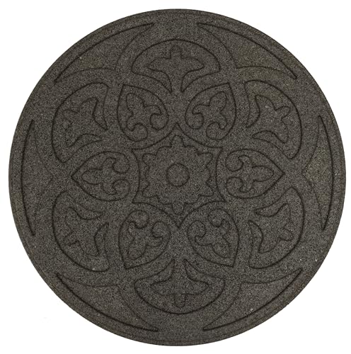 bepco Trittstein Gartenplatte Beetplatte Laufplatte Wegplatte 4er-Set, Gummi (4er-Set Trittsteine Ornament aus recycelten Gummi, Ø 45,8 x 1,8 cm, Braun) von bepco