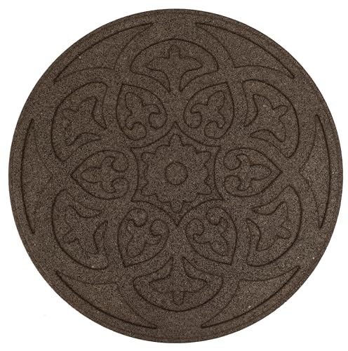 bepco Trittstein Gartenplatte Beetplatte Laufplatte Wegplatte 4er-Set, Gummi (4er-Set Trittsteine Ornament aus recycelten Gummi, Ø 45,8 x 1,8 cm, Terracotta) von bepco