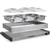 BEPER P101TEM001 Buffetwärmer aus Stahl/Kunststoff Grau metallic Essenswärmer Warmhalter Chafing Dis von beper