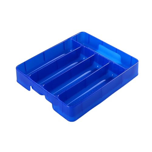 bephible Küchenutensilien-Tablett, Trenner, Küchenschublade, Aufbewahrungsbox, 5 Fächer, Utensilien-Organizer für praktische, langlebige Geschirraufbewahrung, transparent blau von bephible