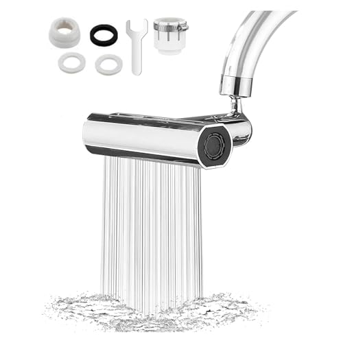 WaterJake | 4-Modi Küchen-Aufsatz 1 Stück Dreh- und Schwenkbarer Wasserhahn Aufsatz mit Rotierender Verlängerung, en, Anschluss für Durchmesser M24 und F22 von bergxperten