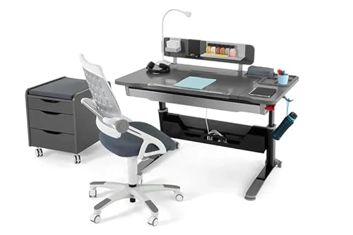 Ceo Höhenverstellbares modernes Schreibtischset | Computertisch für Heimbüro | Kabelmanagement | Computer Schreibtisch Set, Büro Schreibtischset, Arbeitszimmer Schreibtisch Set (Anthrazit / Grau) von berrakcreo