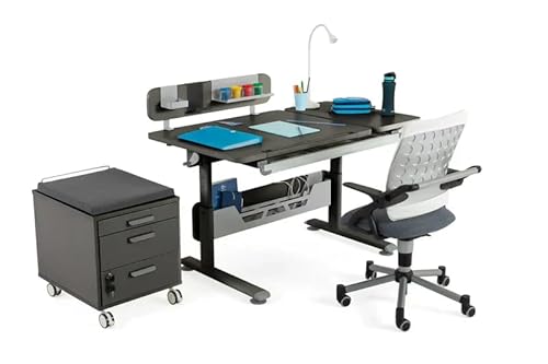 Creo Modernes, Ergonomisches Schreibtischset mit Höhenverstellbaren Schubladen | Kabelmanagement | Computer Schreibtisch Set, Büro Schreibtisch Set, Arbeitszimmer Schreibtischset (Anthrazit / Grau) von berrakcreo