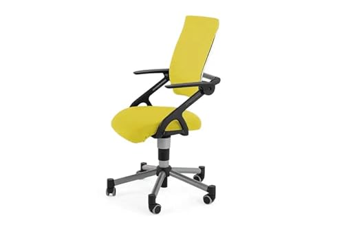 berrakcreo Creo Ergonomischer Schreibtischstuhl mit Lendenwirbelstütze | Höhenverstellbar Drehstuhl mit Atmungsaktiver Rückenlehne für das Büro Arbeitszimmer | Arbeitsstuhl Rollstuhl (Gelb/Gelb) von berrakcreo