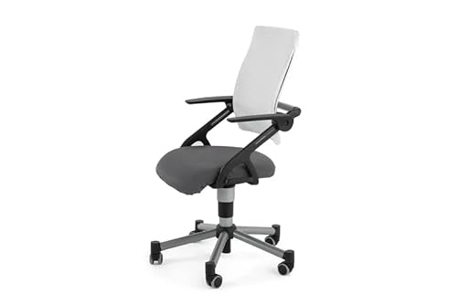 berrakcreo Creo Ergonomischer Schreibtischstuhl mit Lendenwirbelstütze | Höhenverstellbar Drehstuhl mit Atmungsaktiver Rückenlehne für das Büro Arbeitszimmer | Arbeitsstuhl Rollstuhl (Weiß/Anthrazit) von berrakcreo