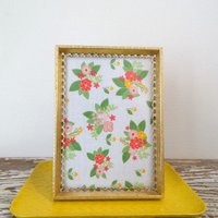 Vintage Gold Ton Bilderrahmen Ausgebogte Spitze Floral Metall 15x7 von berryisland