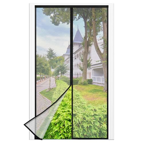 NEU Fliegengitter Balkontür Magnet, 90*210cm Stärkere Magneten Fliegengitter Tür,3.8cm Breites Klettband, Fliegengittertüren Ohne Bohren, Insektenschutz Balkontür, Für Balkontür/Terrassentür, Schwarz von berssen