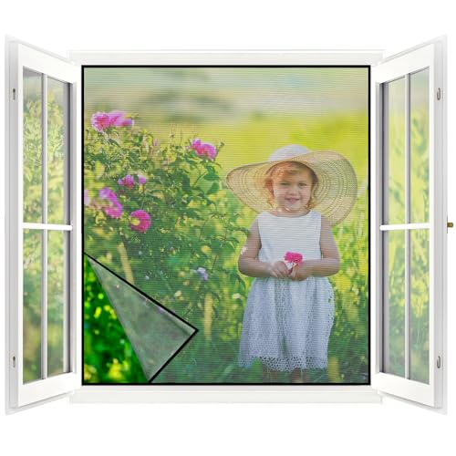 Fliegengitter Fenster ohne Bohren,Feste Größe 100x120cm,Kein Schneiden Erforderlich,Verdicktes Netz nicht leicht zu reißen,Fixiertes Insektenschutz Fenster mit Klettverschluss,Schwarz von berssen