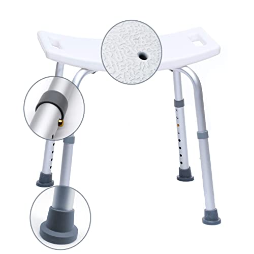 Duschhocker mit Anti-Rutsch - Duschsitz höhenverstellbar - Duschhilfe stabil bis 136 kg - Badhocker aus Kunststoff mit Aluminium-Gestell von bescomedical