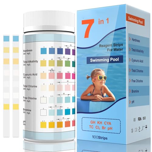 7-in-1 Pool Teststreifen für Spa, 100 Stäbchen pH Wert Teststreifen Wassertest-Set Genauer Pool Tester für Pool Gesamthärte, Freies Chlor, Brom, Gesamtchlor und PH-Wert, Pool Ph Tester,Pool 7-in-1 Pool Teststreifen für Spa, 100 Stäbchen pH Wert Teststreifen Wassertest-Set Genauer Pool Tester für Pool Gesamthärte, Freies Chlor, Brom, Gesamtchlor und PH-Wert, Pool Ph Tester,Pool von beseloa