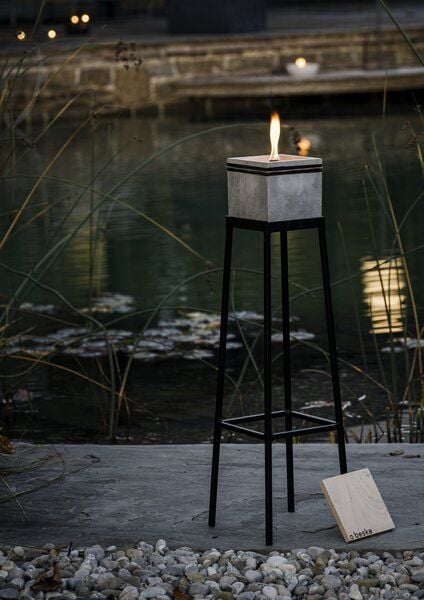 Beske-Manufaktur Komplettset ´Kea´ 13x13x13 Betonfeuer® , Ständer und Nachfüllwachs von beske