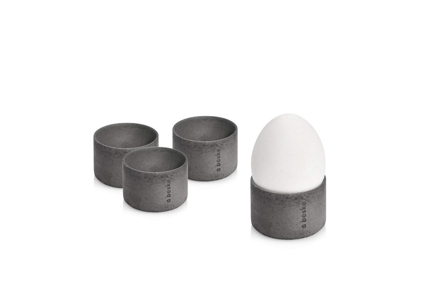 beske Eierbecher aus Beton - 4 er Set! Unterschiedliche Größen und Farben., Minimalistisches Eierbecherset von beske