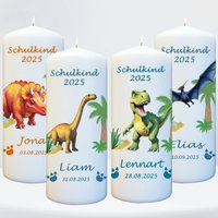 Kerze Einschulung Dino T-Rex Mit Namen Und Datum Personalisiert Für Jungs Kerze Einschulung Dino T-Rex Mit Namen Und Datum Personalisiert Für Jungs von besondereKerze