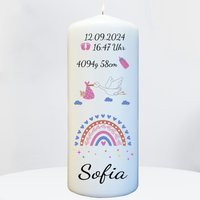 Kerze Zur Geburt Eines Kindes Mit Regenbogen Und Namen Personalisiert Für Mädchen Jungs - Geburtskerze Kerze Zur Geburt Eines Kindes Mit Regenbogen Und Namen Personalisiert Für Mädchen Jungs - Geburtskerze von besondereKerze