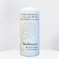 Trauerkerze Baum Motiv - Kerze Mit Namen Und Trauerspruch Personalisiert Gedenkkerze Trauerkerze Baum Motiv - Kerze Mit Namen Und Trauerspruch Personalisiert Gedenkkerze von besondereKerze