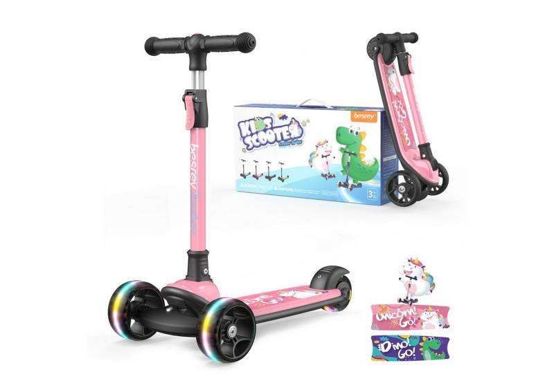 besrey Cityroller Scooter Roller Kinder Kinderroller Dreiradscooter ab 2 jahre faltbar, Alle drei Räder mit LED, Kinderscooter mit ABEC-7 Kugellager von besrey