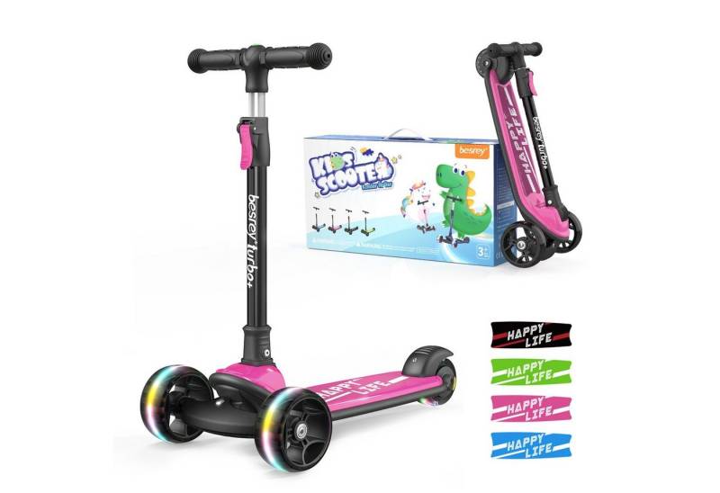 besrey Cityroller Scooter Roller Kinder Kinderroller Dreiradscooter ab 2 jahre faltbar, Alle drei Räder mit LED, Kinderscooter mit ABEC-7 Kugellager von besrey