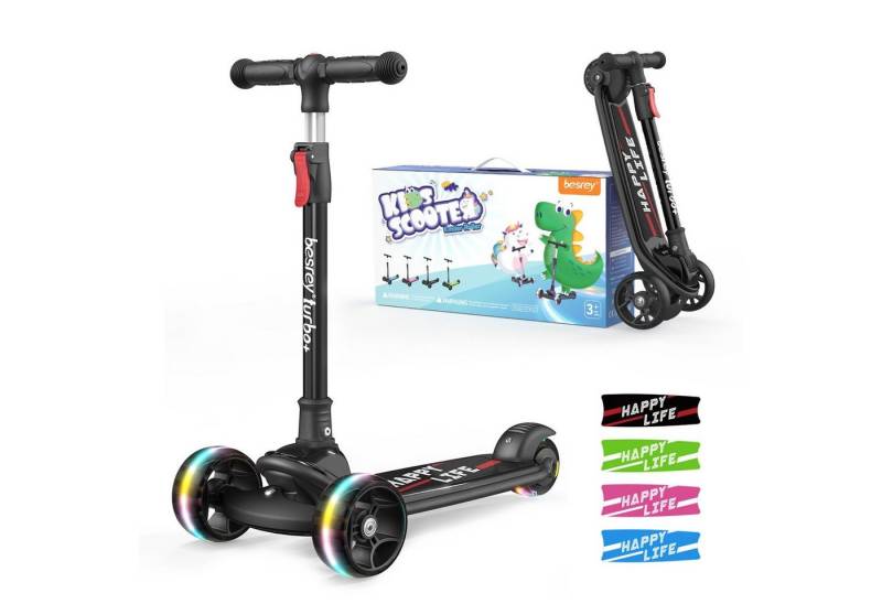 besrey Cityroller Scooter Roller Kinder Kinderroller Dreiradscooter ab 2 jahre faltbar, Alle drei Räder mit LED, Kinderscooter mit ABEC-7 Kugellager von besrey