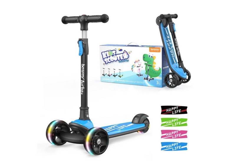 besrey Cityroller Scooter Roller Kinder Kinderroller Dreiradscooter ab 2 jahre faltbar, Alle drei Räder mit LED, Kinderscooter mit ABEC-7 Kugellager von besrey