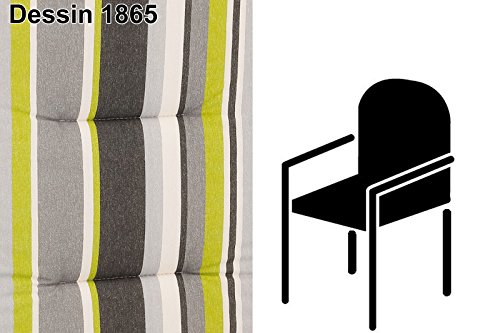BEST Basic-Line Stuhlauflage Niederlehner, v. Dessins, Baumwolle, 80x43x5cm, Monoblock 1865 - grau grün gestreift Markenrechte sind. von BEST