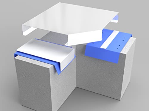 Alu-Mauerabdeckung Komplettsystem - Ecke 90° inkl. 2x Schnapphalter und 1x Stoßblech - Größe: XXL, Farbe: Weiß RAL 9016 von bestell-dein-Blech