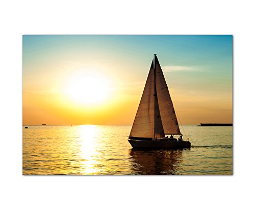 120x80cm - Meer Segelboot Yacht Sonnenuntergang - Bild auf Keilrahmen modern stilvoll - Bilder und Dekoration 120x80cm - Meer Segelboot Yacht Sonnenuntergang - Bild auf Keilrahmen modern stilvoll - Bilder und Dekoration von bestforhome