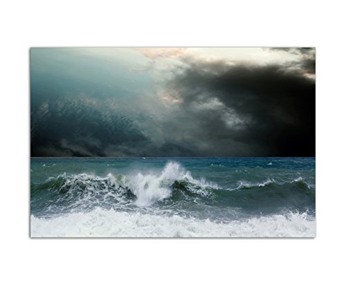 120x80cm - Meer Sturm Himmel Wolken dunkel - Bild auf Keilrahmen modern stilvoll - Bilder und Dekoration von bestforhome